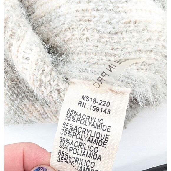 FRNCH Paris Fuzzy Peach Grey White Nadera Abstract Crewneck Sweater Size M/L - Picture 4 of 6